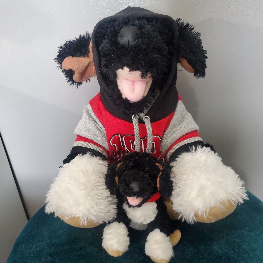 Build A Bear Black White Dog 16" Plush Stuffed Animal Mini 8" Plush Dog Retired